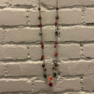 Gold necklace with colored stones